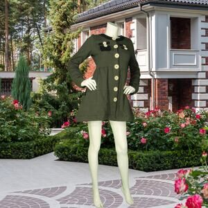 Anthropologie Knitted Dove Button Front Princess Babydoll Skater Jacket Coat M